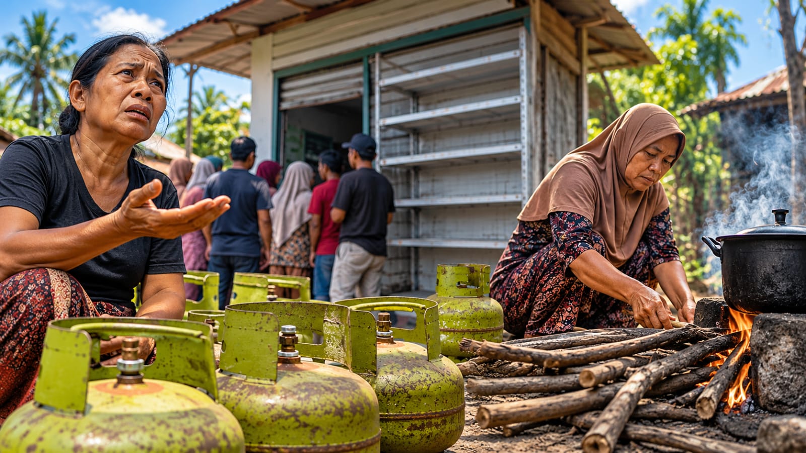 Gas Melon Sulit Dicari, Warga Gowa Terpaksa Kembali Pakai Kayu Bakar