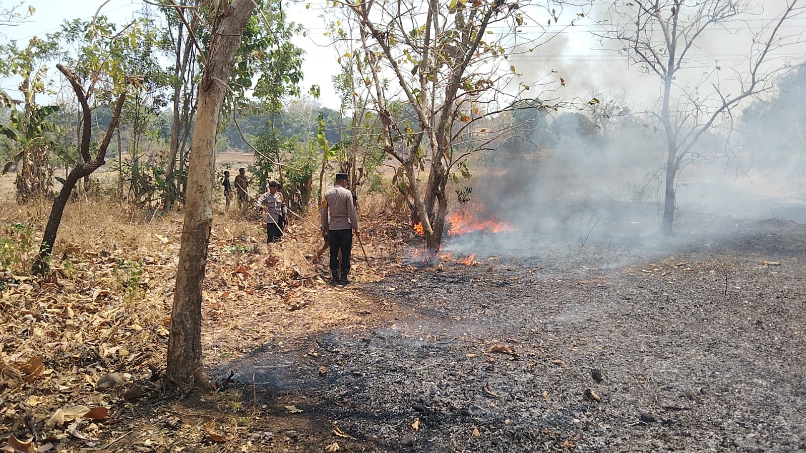 Kebakaran Lahan Kembali Terjadi di Balaburu, Kapolsek Bontonompo Pimpin Langsung Pemadaman